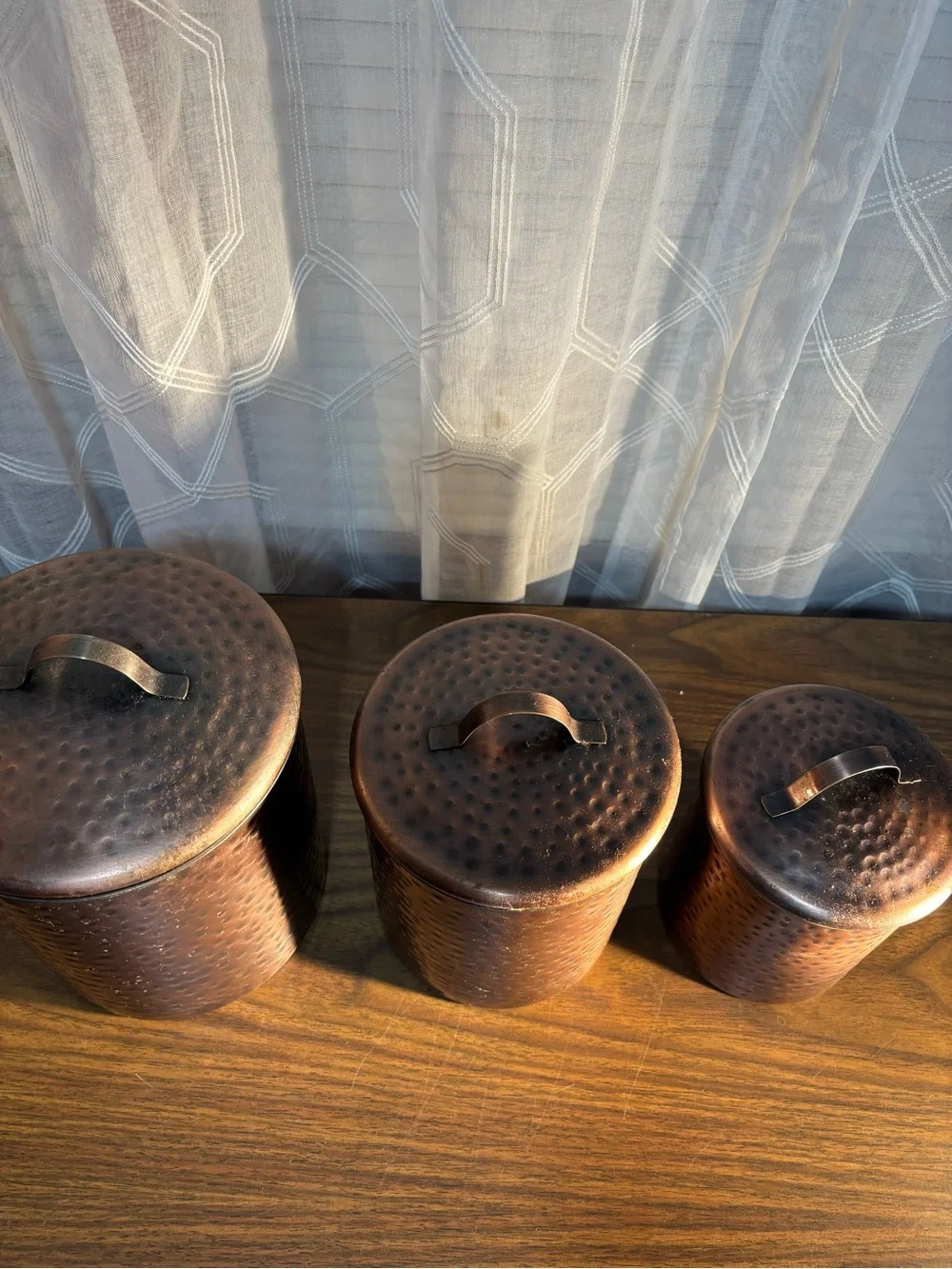 Urban Farms Hammered Copper Canister Set - 3 Piece Kitchen Storage